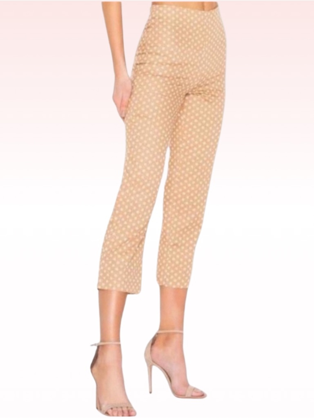 LPA Tan White Polka Dot Cropped Pants